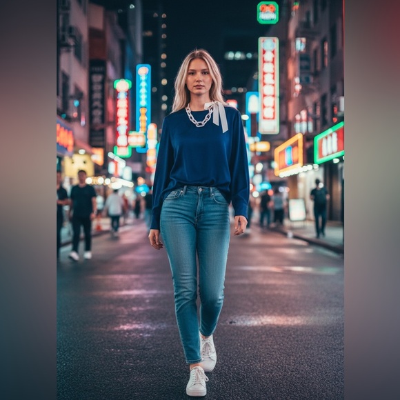 J. Crew Chunky Bow Ribbon and Purple Chain Link Neckace - Picture 2 of 5